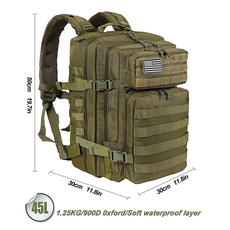 45L Large Basic Gym Backpack Army Green - LHI